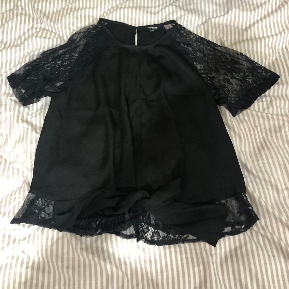 Women's EXPRESS black lace blouse size M NWOT